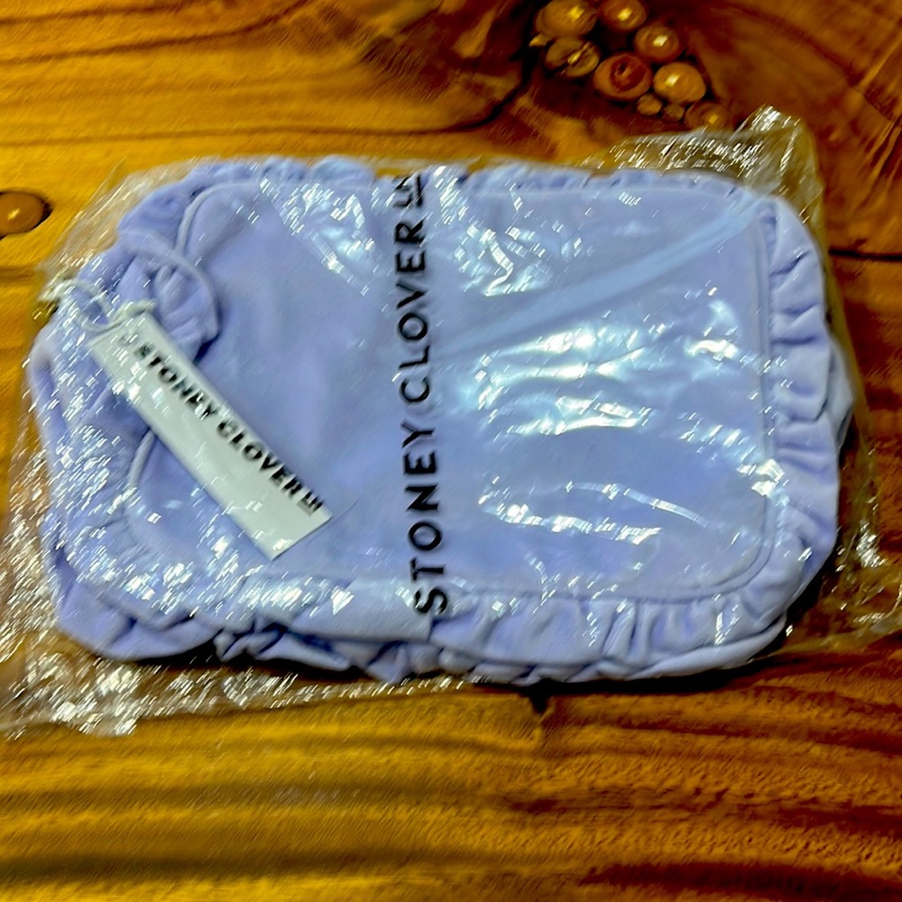New with tags Stoney Clover lavender velvet ruffle large pouch -